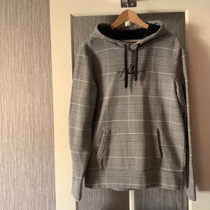 🚹 Hollister Men’s Plaid Hoodie in sz M Gray/Black/White like new warm inside!